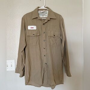 TOPPS Nomex FR Workwear Shirt Made USA Tan Utility Industrial M